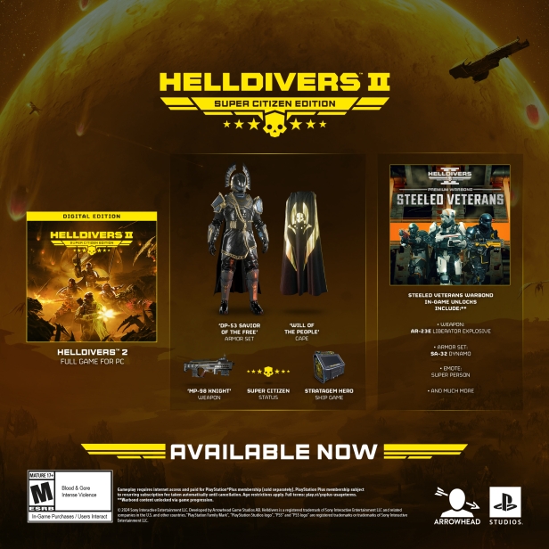 Helldivers 2 Super Citizen Edition includes
