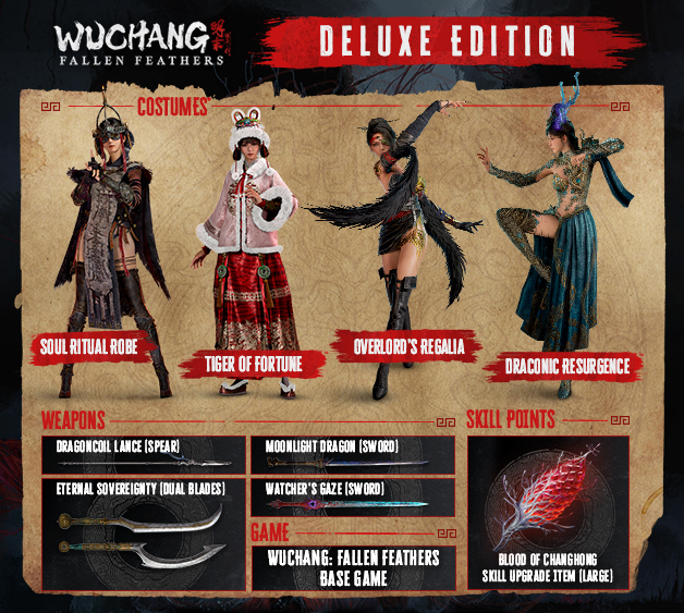 WUCHANG: Fallen Feathers Deluxe Edition includes