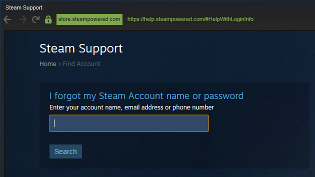 Steam Forgot Password